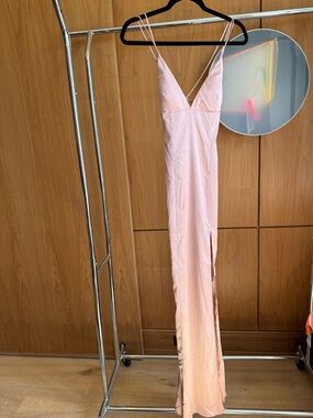 NWOT Meshki Dusty Rose Satin Slip Dress with Deep Side Slit Size XS